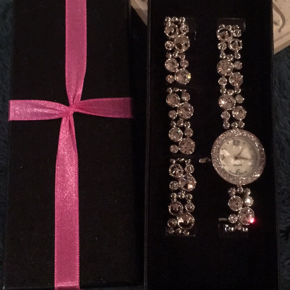 Crystal watch and bracelet set